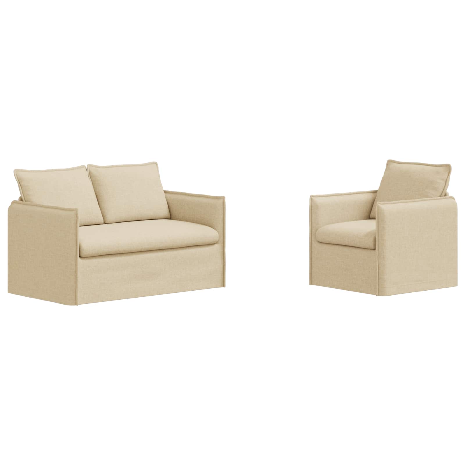 Zestaw Sof 2 pcs kremowy 136 x 82 x 85 cm tkanina