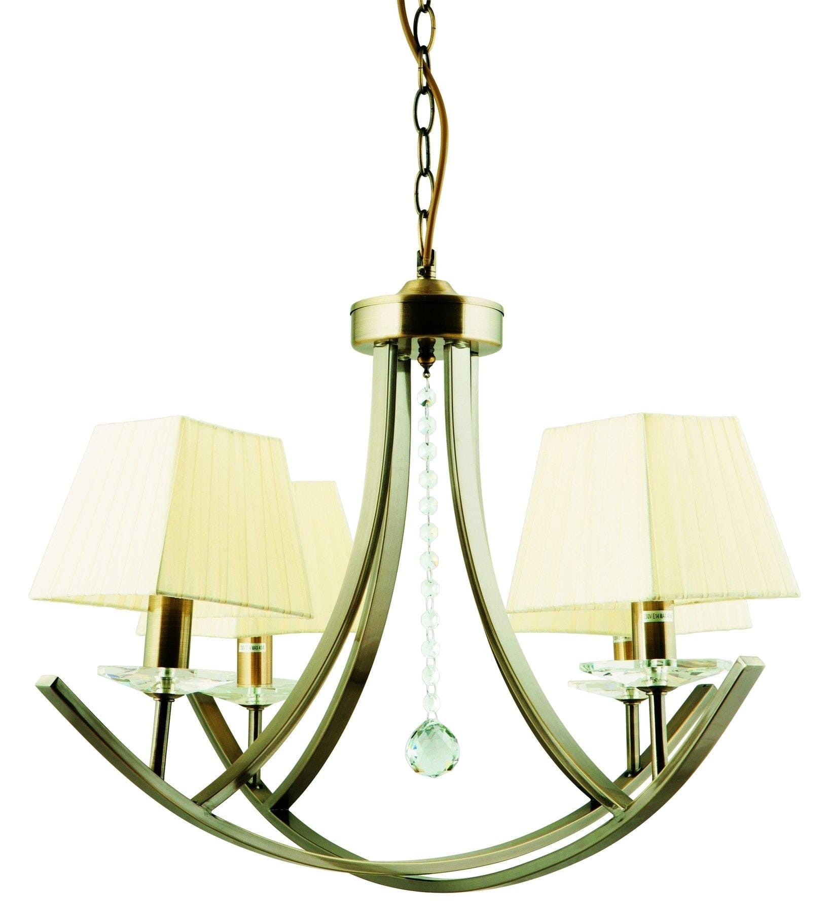 Lampa wisząca Valencia mosiądz-ecru 4xE14x40W wym: 110 x 70 x 70 cm metal Candellux