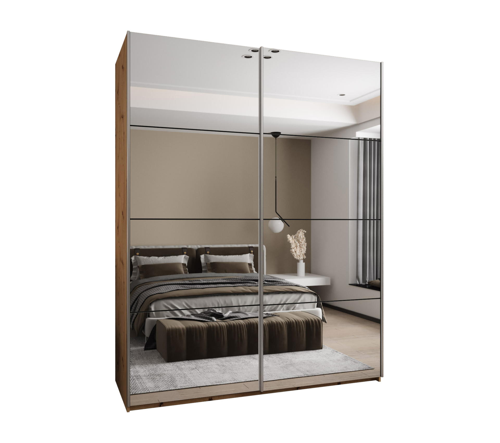Szafa przesuwna wysoka Lux 2 190 x 64 x 245,5 cm artisan + czarny + u. srebrny - Abiks Meble