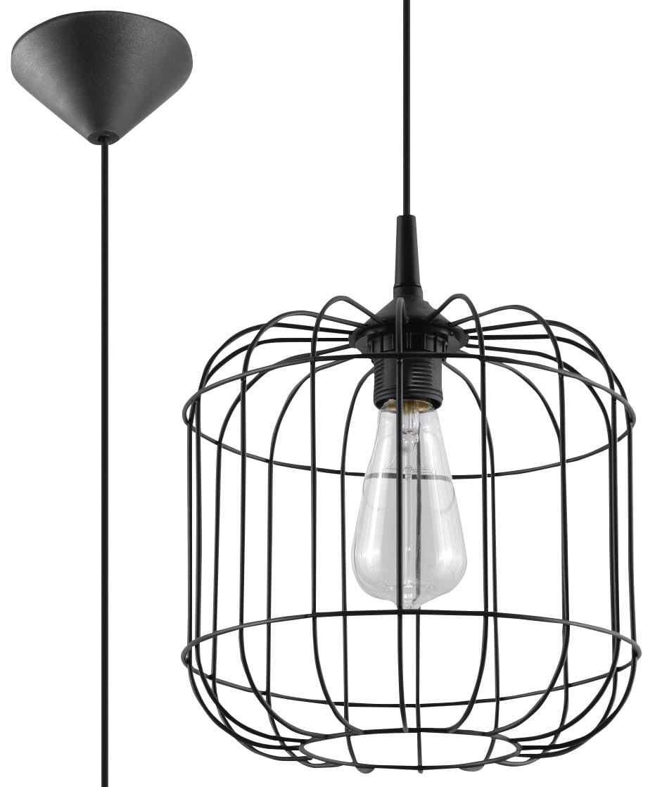 Lampa wisząca CELTA czarna, industrialna - 23x23x95cm Sollux