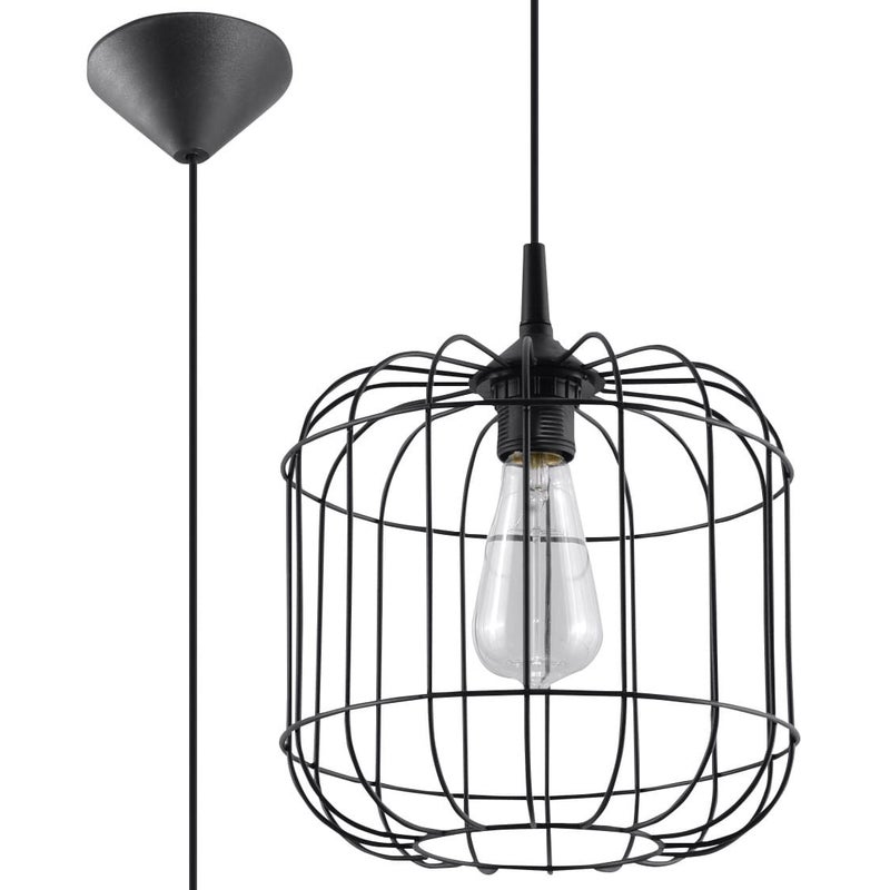Lampa wisząca CELTA czarna, industrialna - 23x23x95cm Sollux