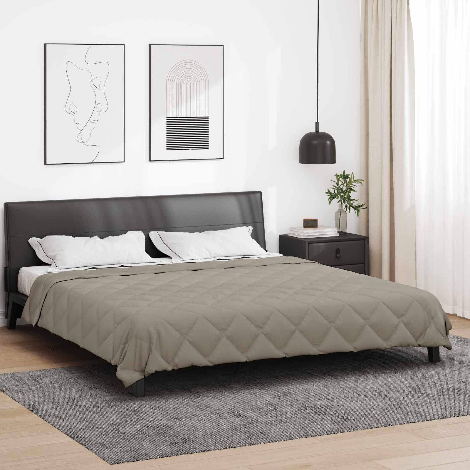 Kołdra na cały rok Jasnoszary 220 x 240 cm Mikrofibra vidaXL