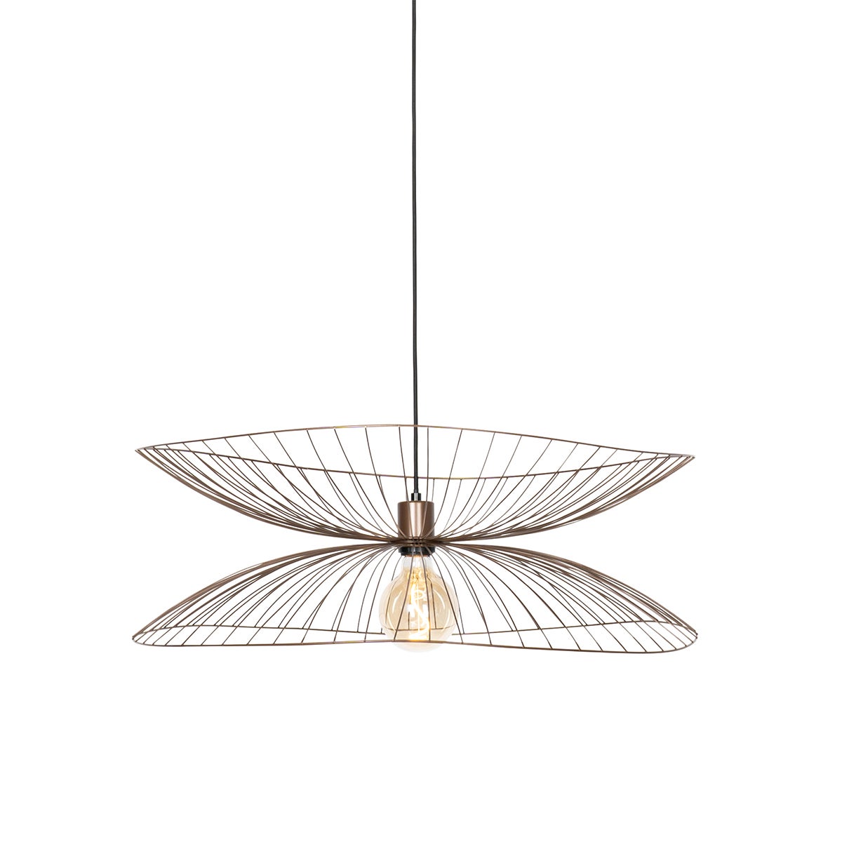 Qazqa designerski lampa wisząca z kloszem (1 punkt) do stołu jadalnego - Pua - brąz, okrągły, max. 40w, kompatybilny z żarówką