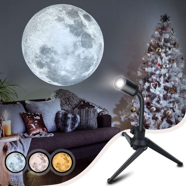2 w 1 Lampka nocna LED Księżyc i Ziemia – przenośny projektor 360° z obrotową podstawką, dekoracja pokoju i prezent urodzinowy