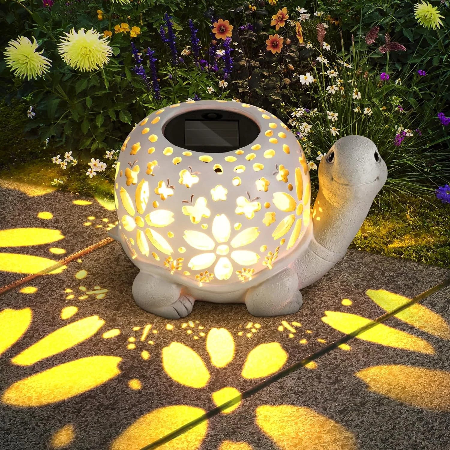 Lampy solarne do ogrodu, figurka żółwia, latarnia solarna, wodoodporność IP65, ciepłe białe światło, na patio, trawnik, podwórko
