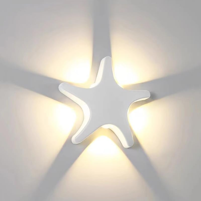 Kreatywna zewnętrzna lampa ścienna LED w kształcie pięcioramiennej gwiazdy, nowoczesna lampa ścienna IP65 do użytku wewnątrz i na zewnątrz.