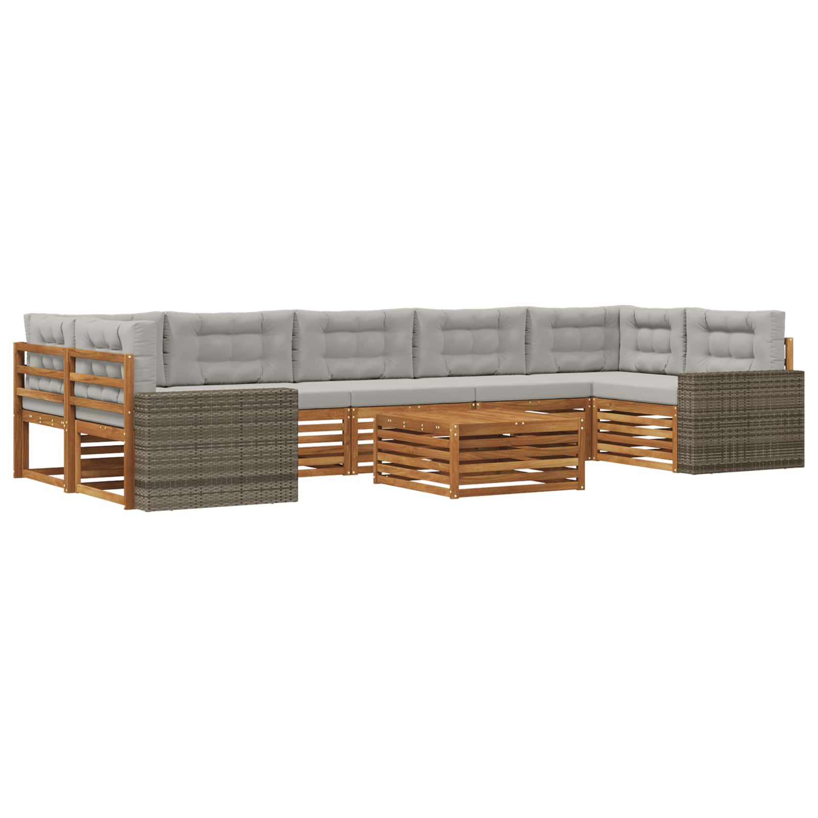 Zestaw sof na zewnątrz 8 pcs Naturalny i jasnoszary
