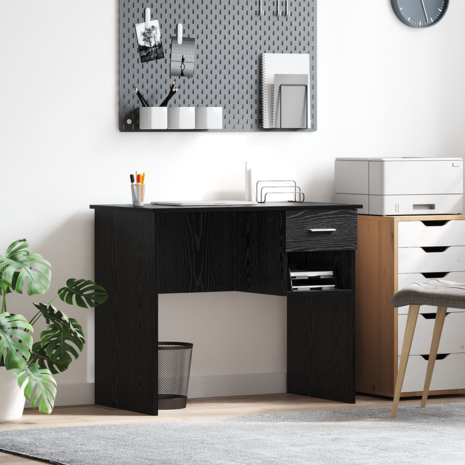 Biurko Czarny dąb 90 x 49.5 x 75 cm Materiał drewnopochodny