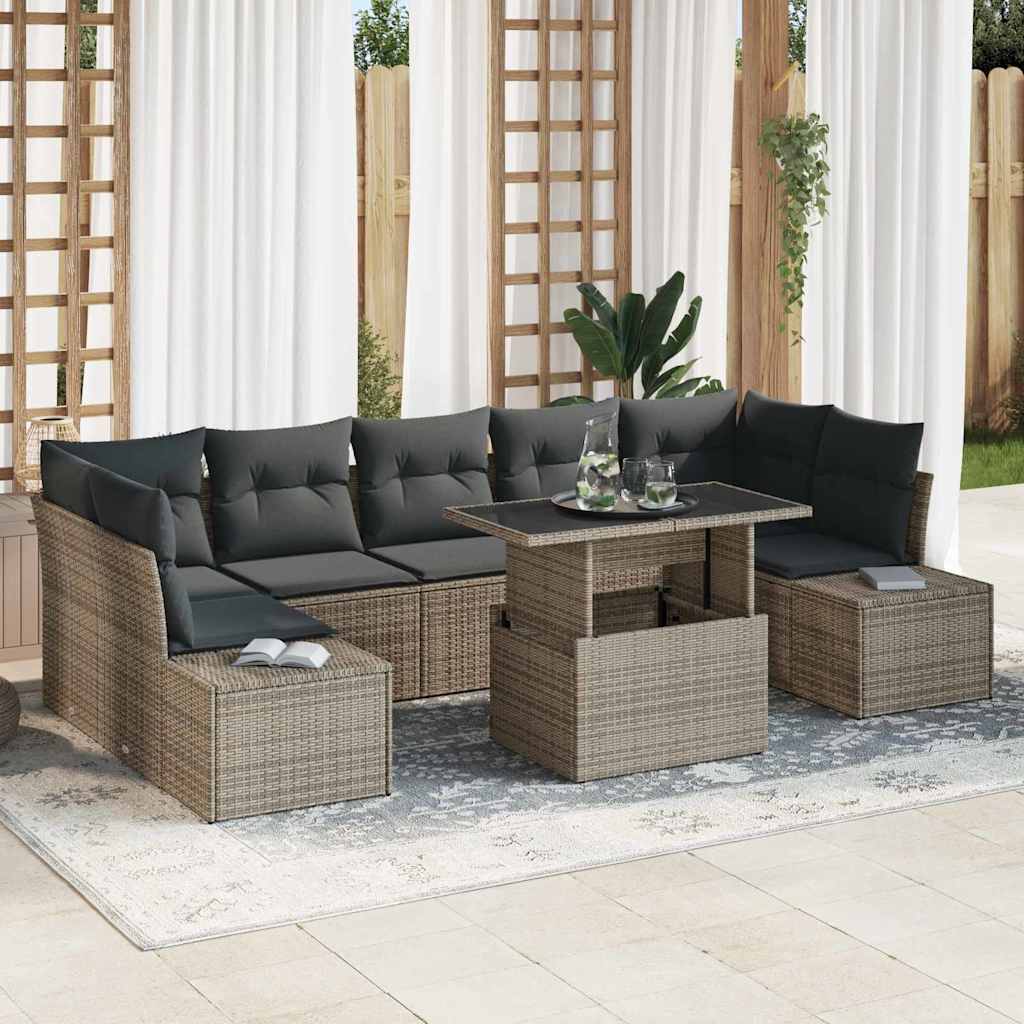 Zestaw Sof na Ogród z poduszką 8 pcs Szary vidaXL