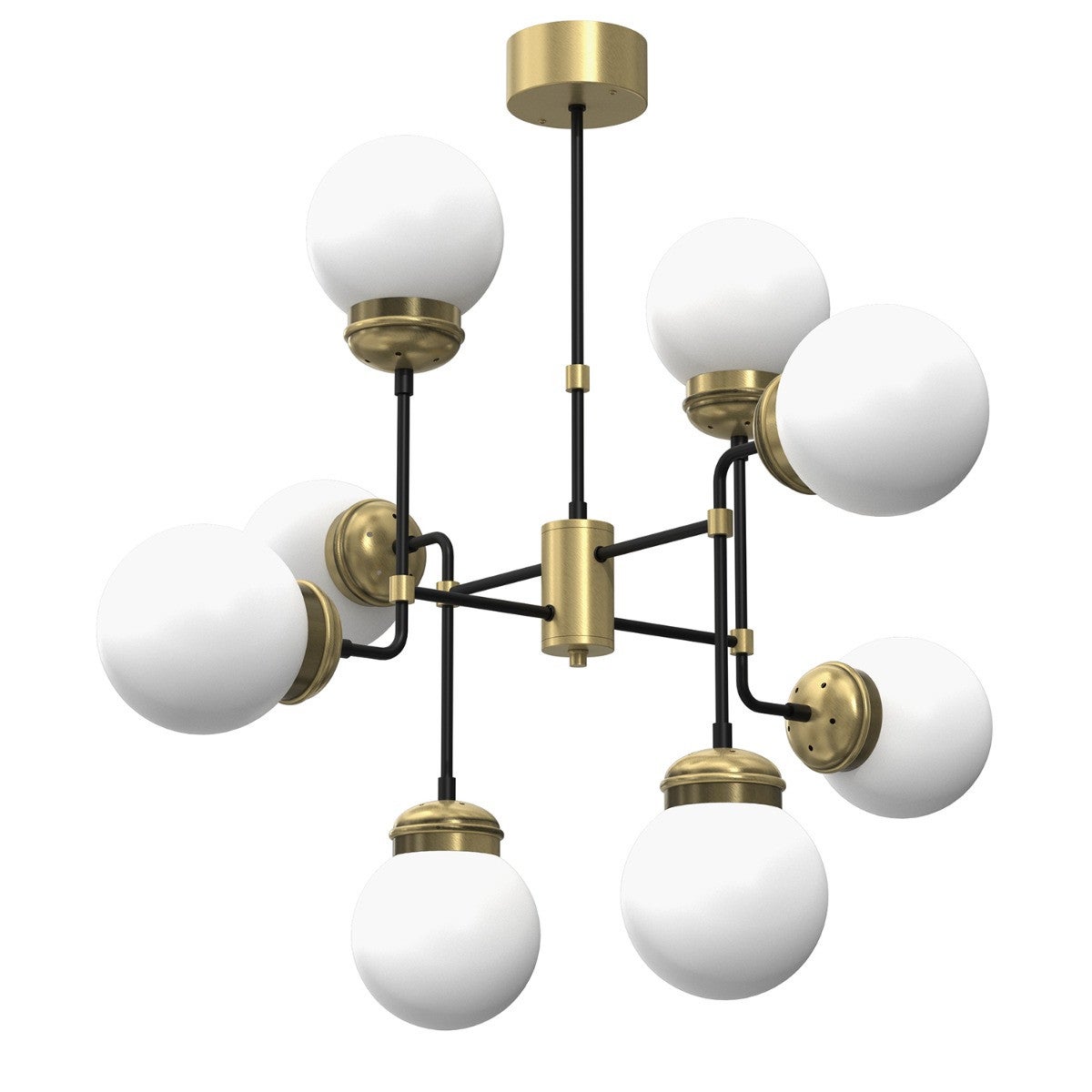 Lampa wisząca Hydro czarny matowa-mosiądz antyczny-patyna-biała 8xE14x15W wym: 75 x 84 x 84 cm szkło Luminex