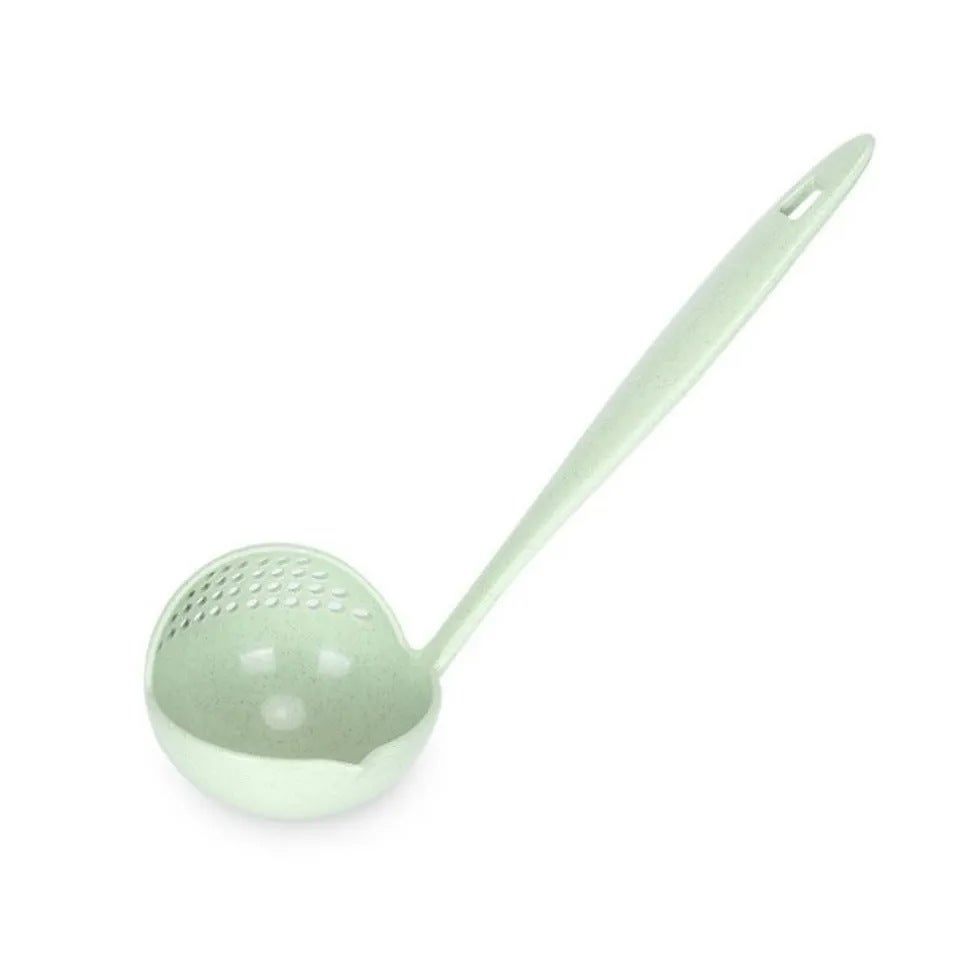 Plastikowa chochla do zupy, 2 w 1 kuchenna chochla do zupy, łyżka do odcedzania gorącego garnka, łyżka do odcedzania z długim uchwytem i otworem do za