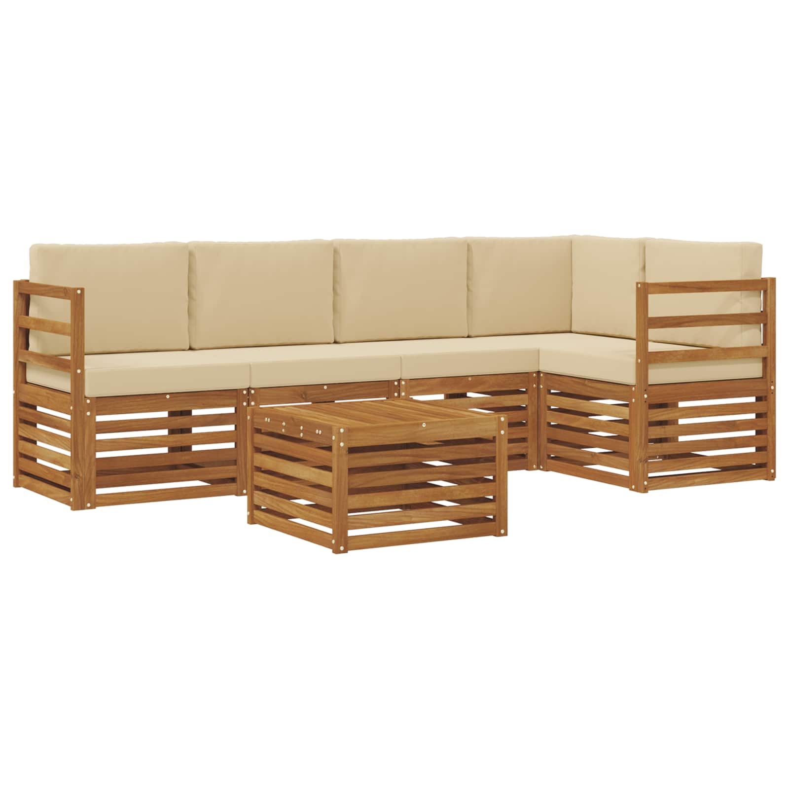 Zestaw sofy narożnej z poduszką 6 pcs Naturalny i Beżowy