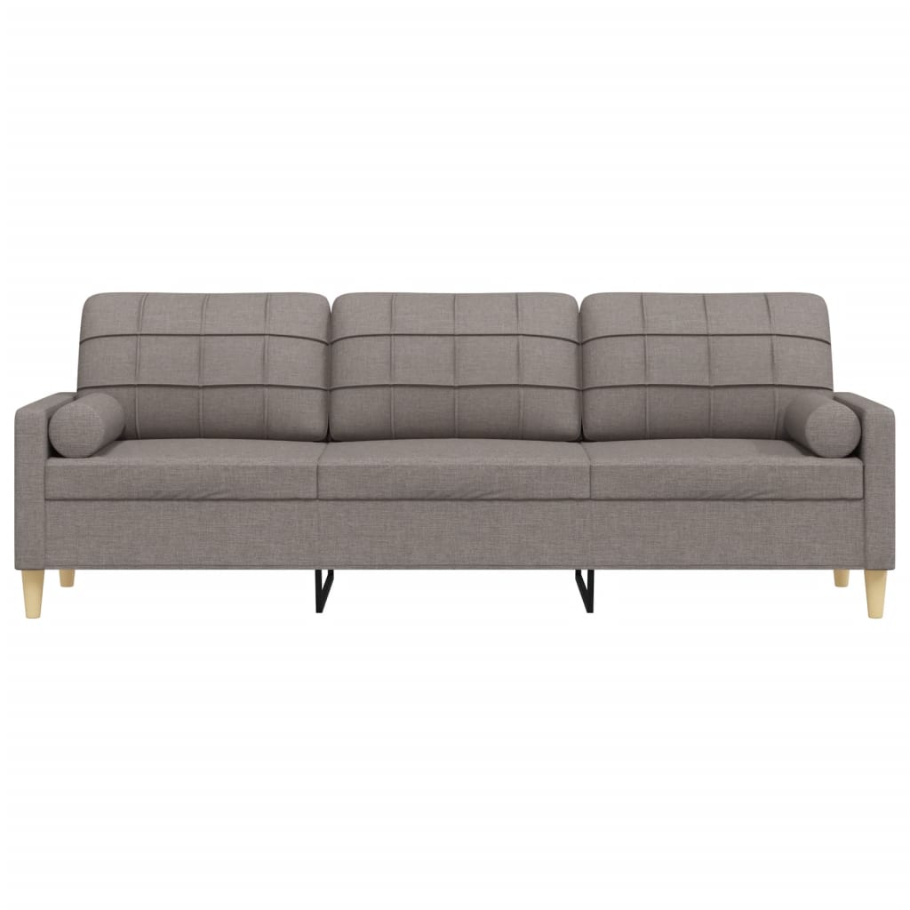 3-osobowa sofa z poduszkami, taupe, 210 cm, obita tkaniną