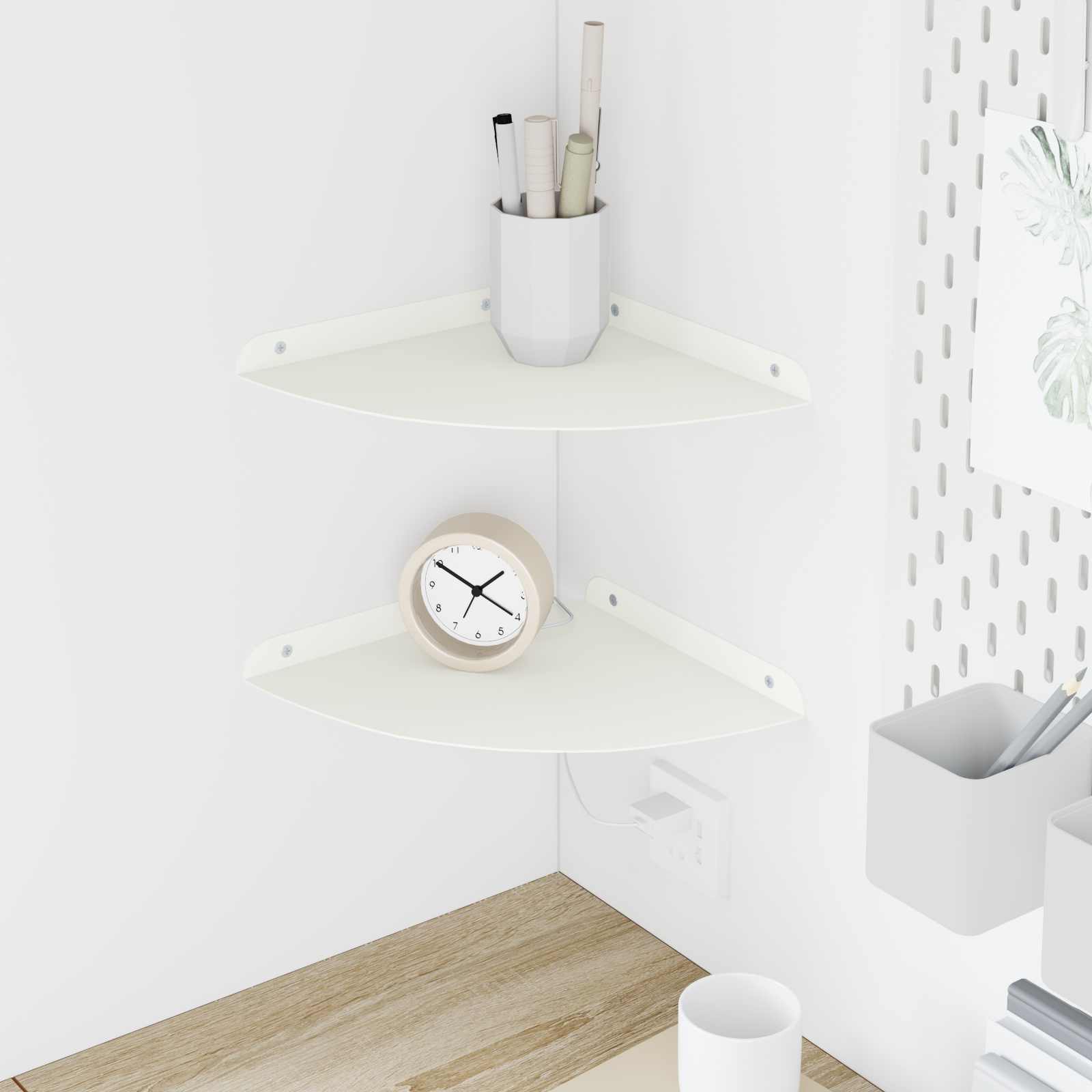 Półka wisząca z półką 2 pcs Biały 24 x 24 x 2 cm vidaXL