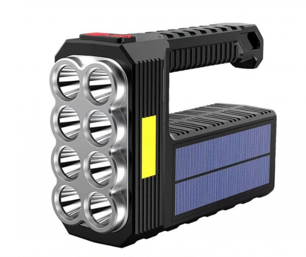 Bardzo mocna latarka solarna 8 LED - Bardzo jasna przenośna latarka akumulatorowa - Mocne światło robocze - Jasne światło