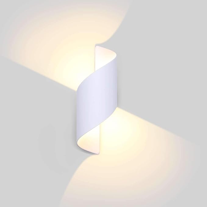 (Biały) Nowoczesna zewnętrzna lampa LED montażowa, aluminiowa, wodoodporna, zewnętrzna lampa do ogrodu, na taras, przy ścianie dziedzińca.