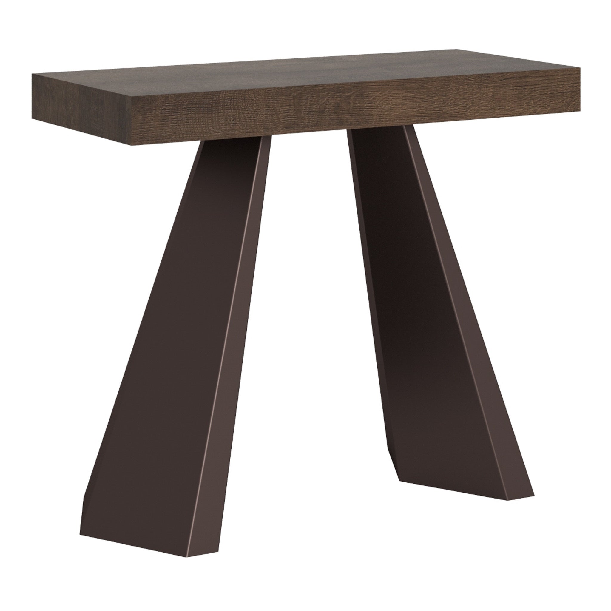 Mesa consola pequeña Diamond Premium con estructura de nogal y forma de oso, extensible hasta 196 cm.