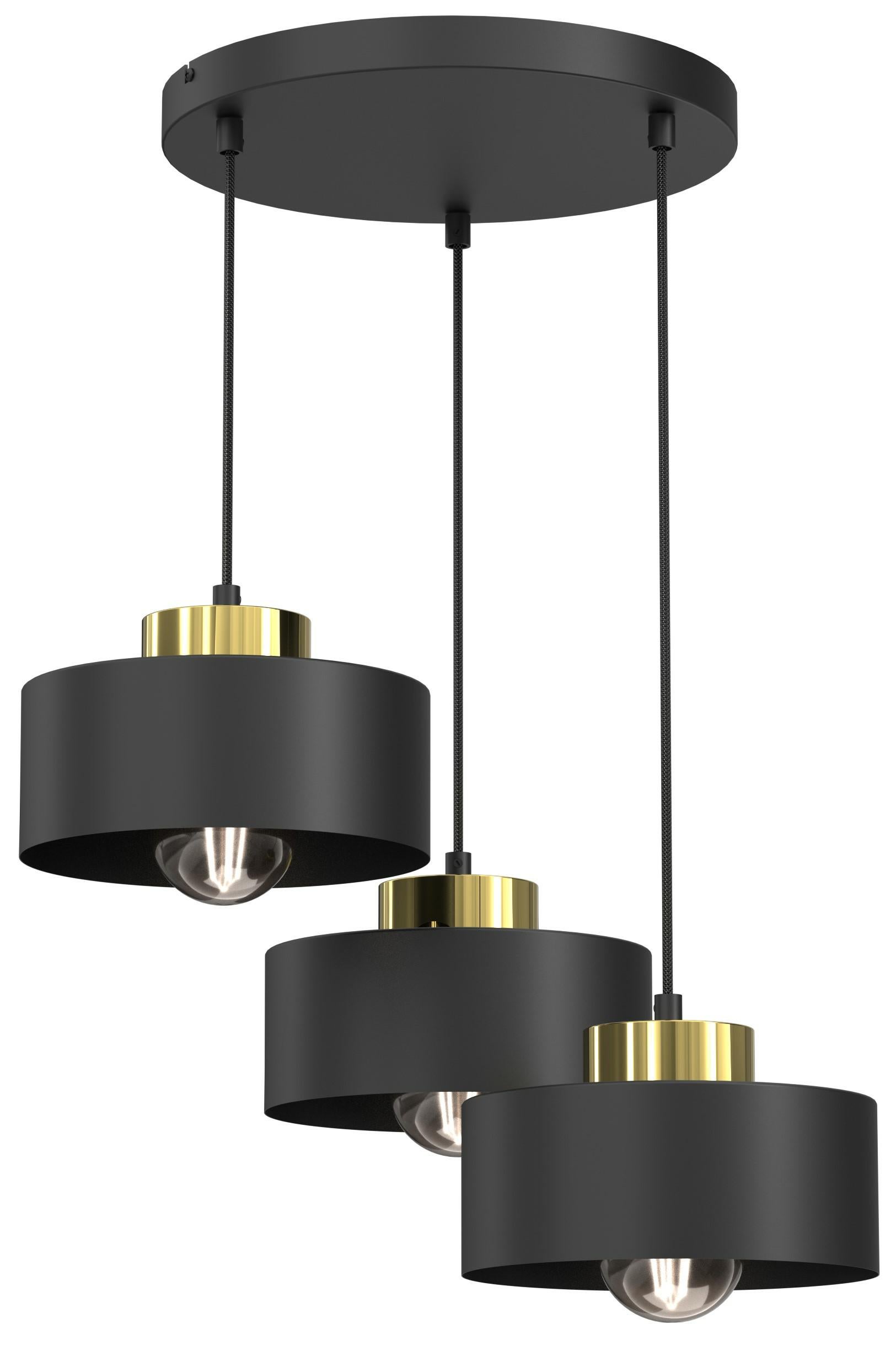 Lampa wisząca Marti czarny mat-złoty połysk 3xE27x15W metal wym:110x46x46cm IP20 Luminex