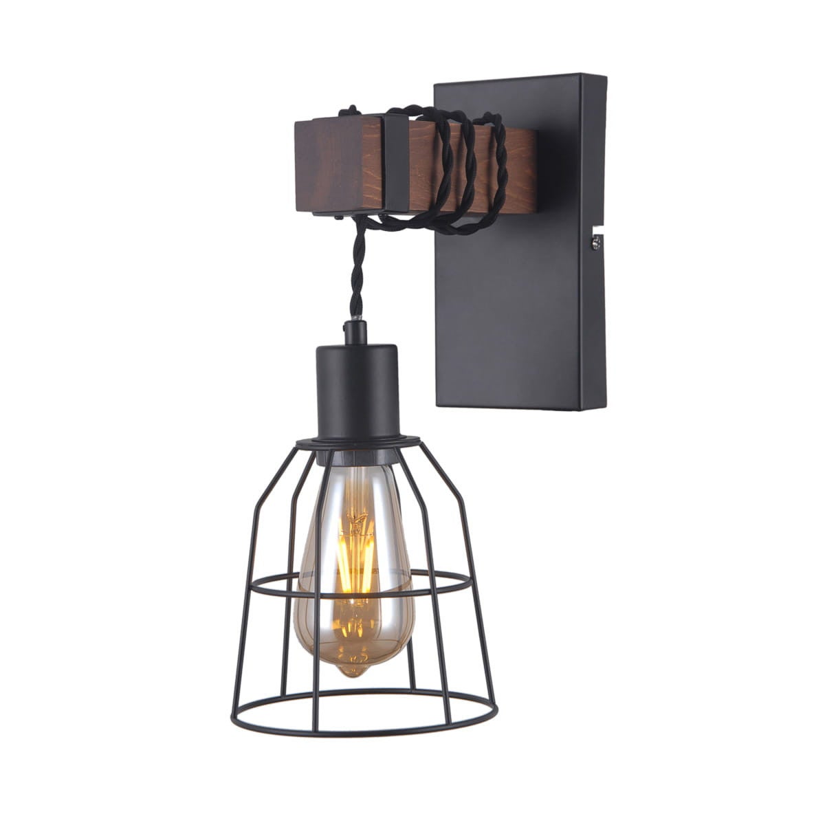 Kinkiet ścienny Reda czarny-ciemne drewno 1xE27x40W wym: 33 x 14 x 24 cm metal IP20 Italux