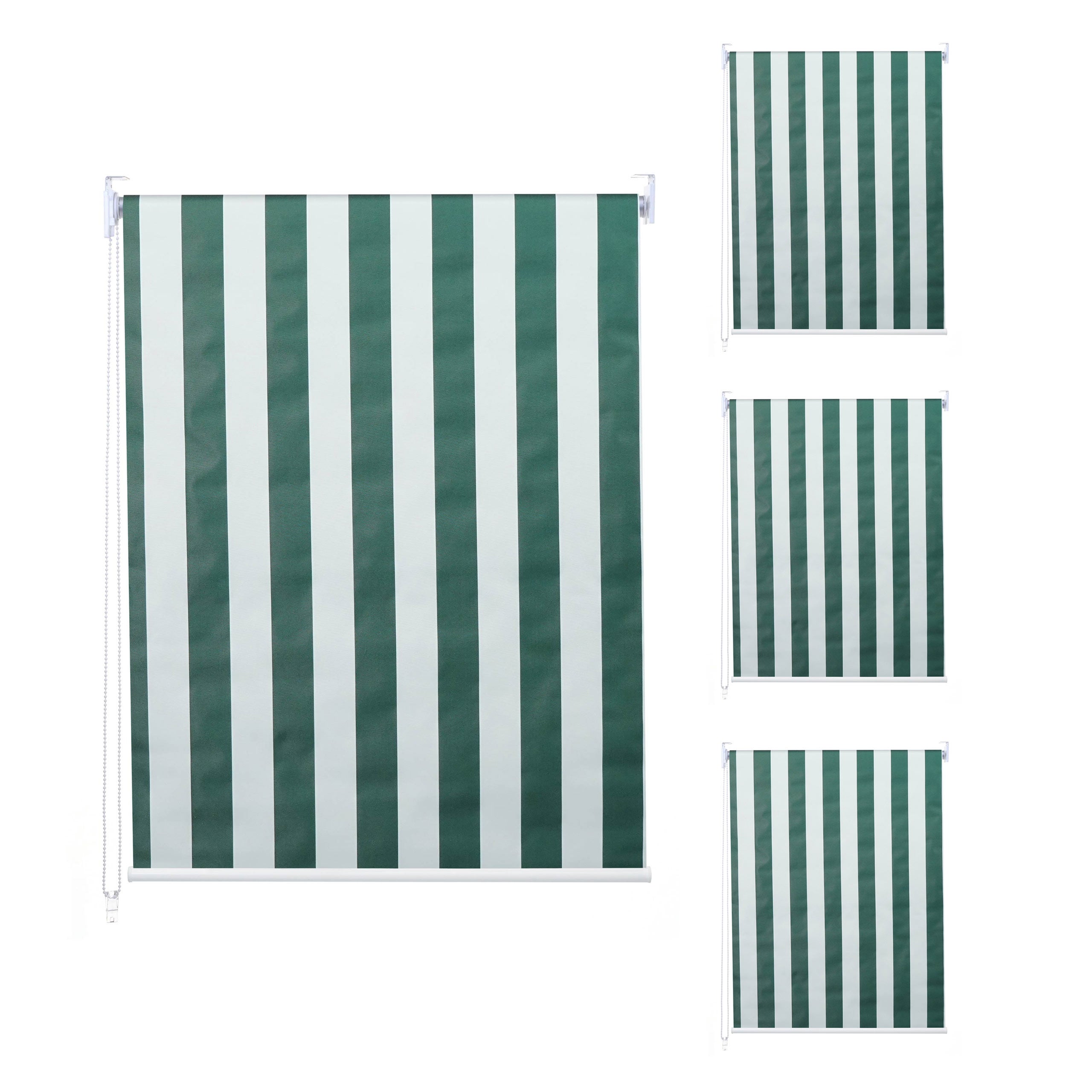 Zestaw 4 rolet HWC-D52, roleta okienna boczna, 100x160cm ochrona przeciwsłoneczna nieprzezroczysta ~ zielony/biały