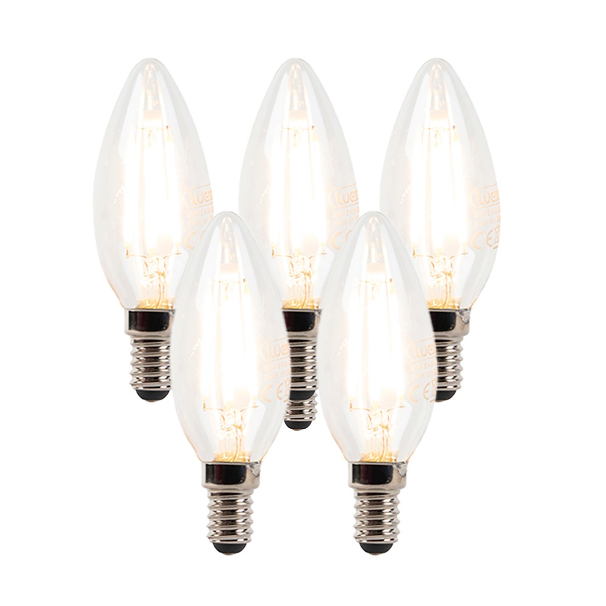 Zestaw 5 żarówek LED E14 ściemnialnych świec B35 przezroczystych 3W 250lm 2700K
