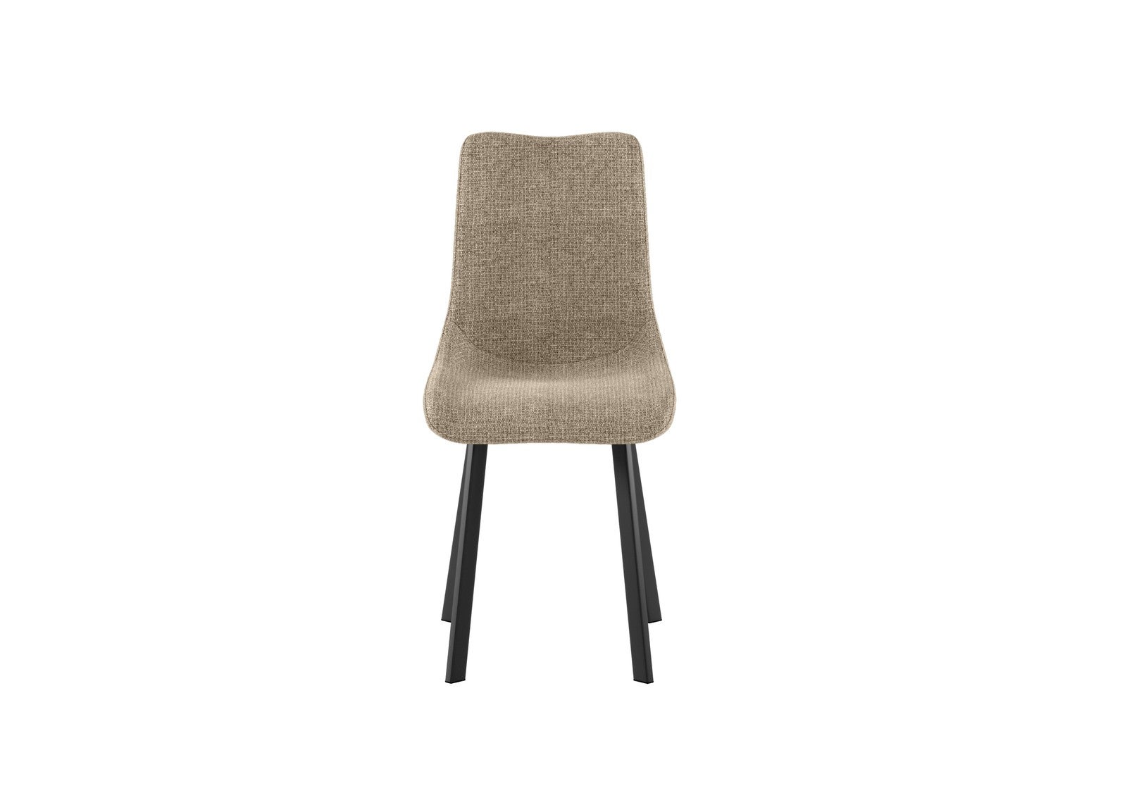 Krzesło Iris z beżowym, łatwym w czyszczeniu siedziskiem z tkaniny i czarną, metalową ramą – nowoczesny i elegancki design 45 x 56 cm
