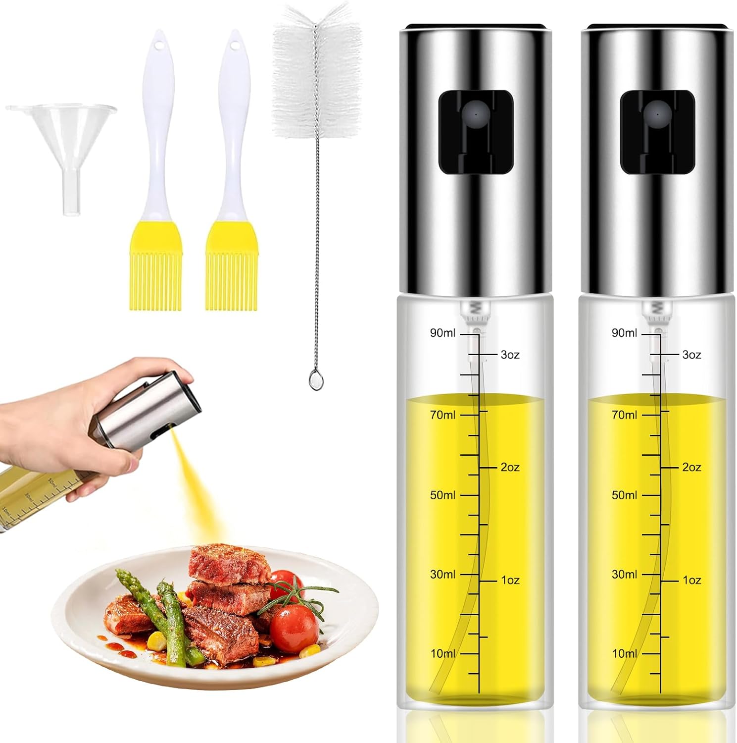 Spray do gotowania z olejem, 2 sztuki 100 ml, spray do frytkownicy powietrznej, olej do gotowania w sprayu o jakości spożywczej, niekapiący, odpowie