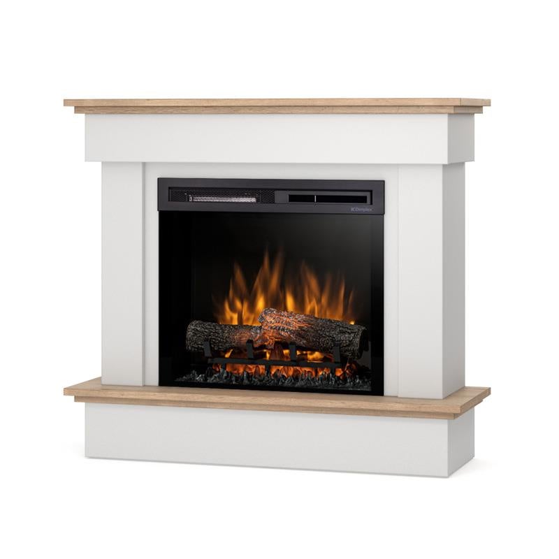 Kominek elektryczny ścienny 23" XHD 1400W LED efekt ognia biały mat, jasny dąb Warmtec Tormes