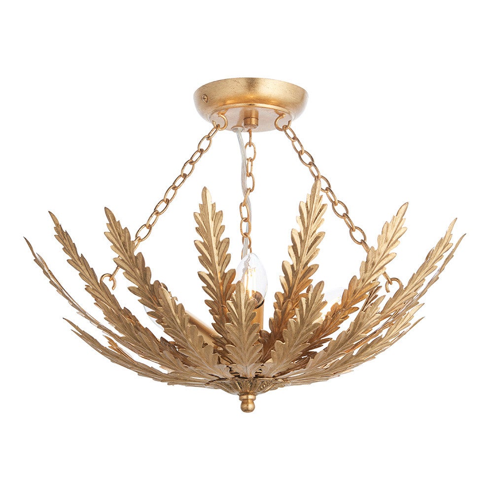 Lampa sufitowa art deco długie liście złota 3xE14 6W DELPHINE Endon
