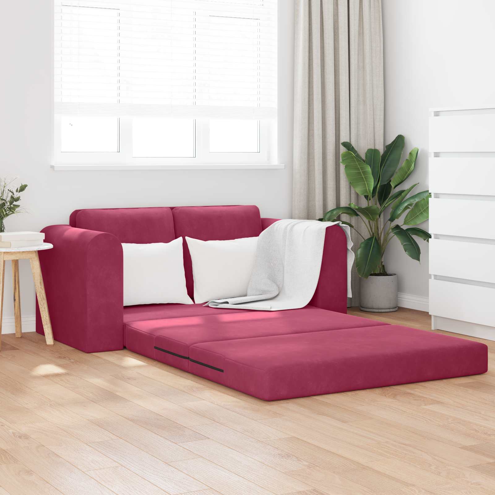 Sofa Bed Czerwone wino 148 x 71 x 83 cm Aksamit vidaXL