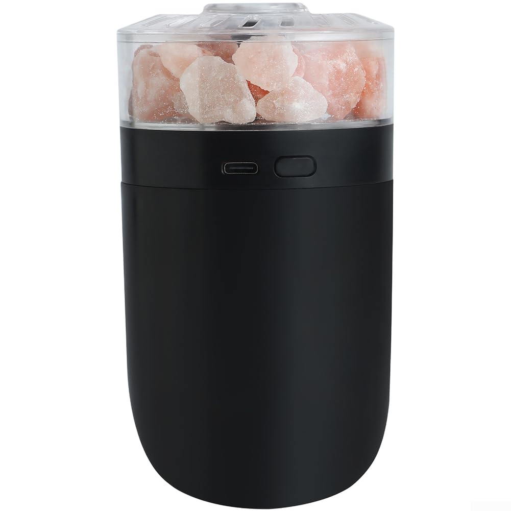 Cichy Nawilżacz 500 ml, Dyfuzor Aromaterapii Kamień z Soli, Światło LED 7 Kolorów, USB