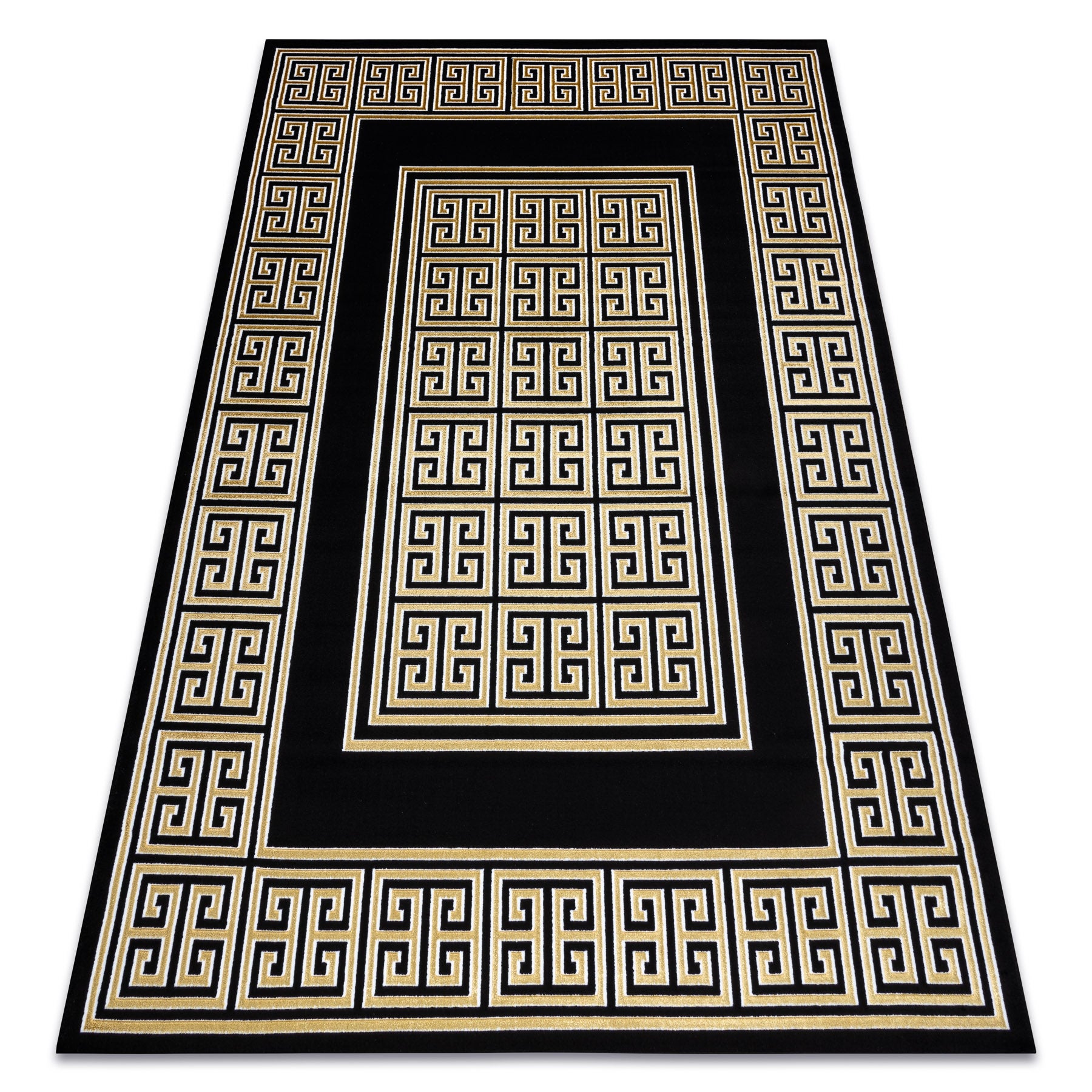 Dywan GLOSS nowoczesny 6776 86 stylowy, ramka, grecki klucz czarny / złoty 180x270 cm
