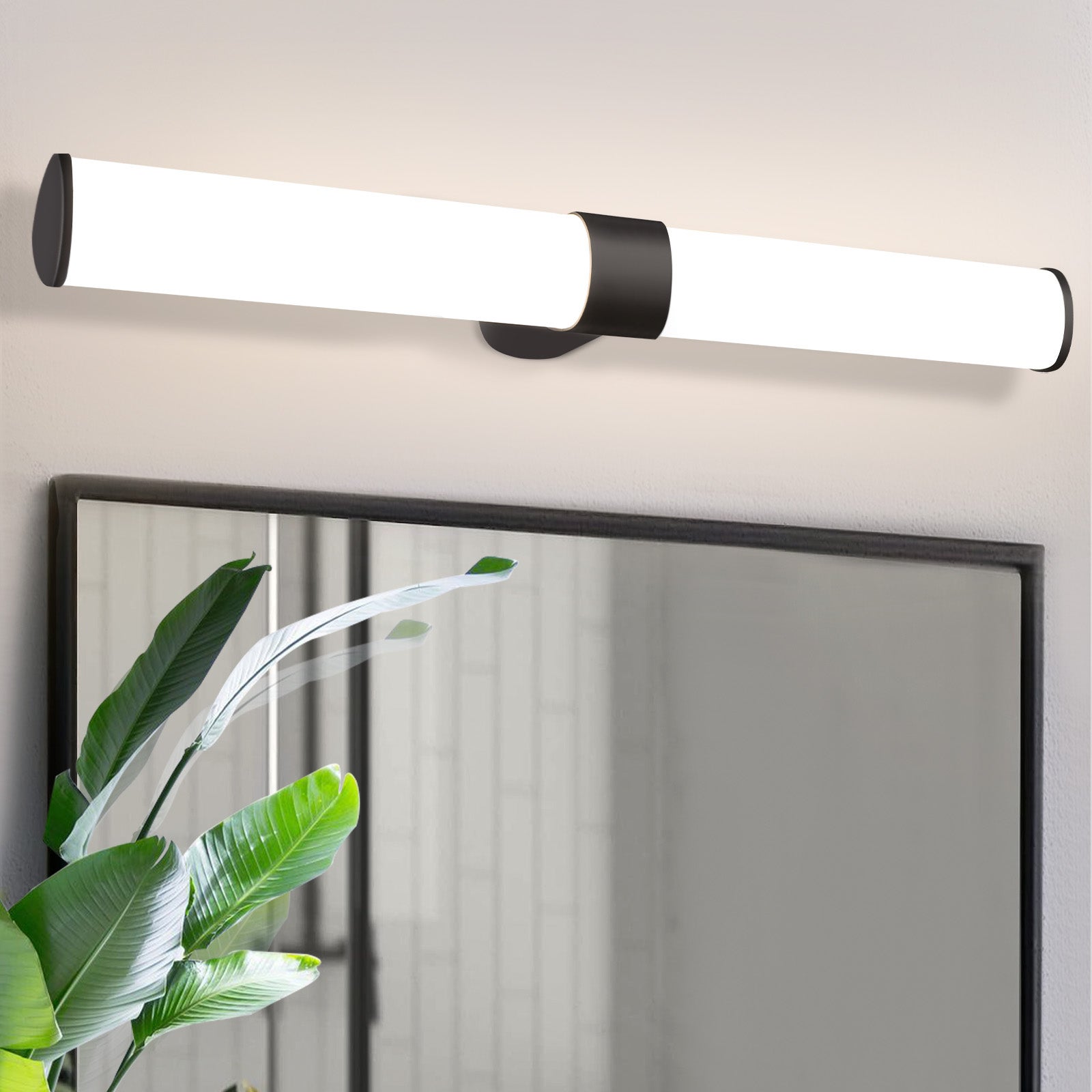 HAWUE Czarna lampa łazienkowa LED do lustra 60 cm, 8 W, IP44, sypialnia