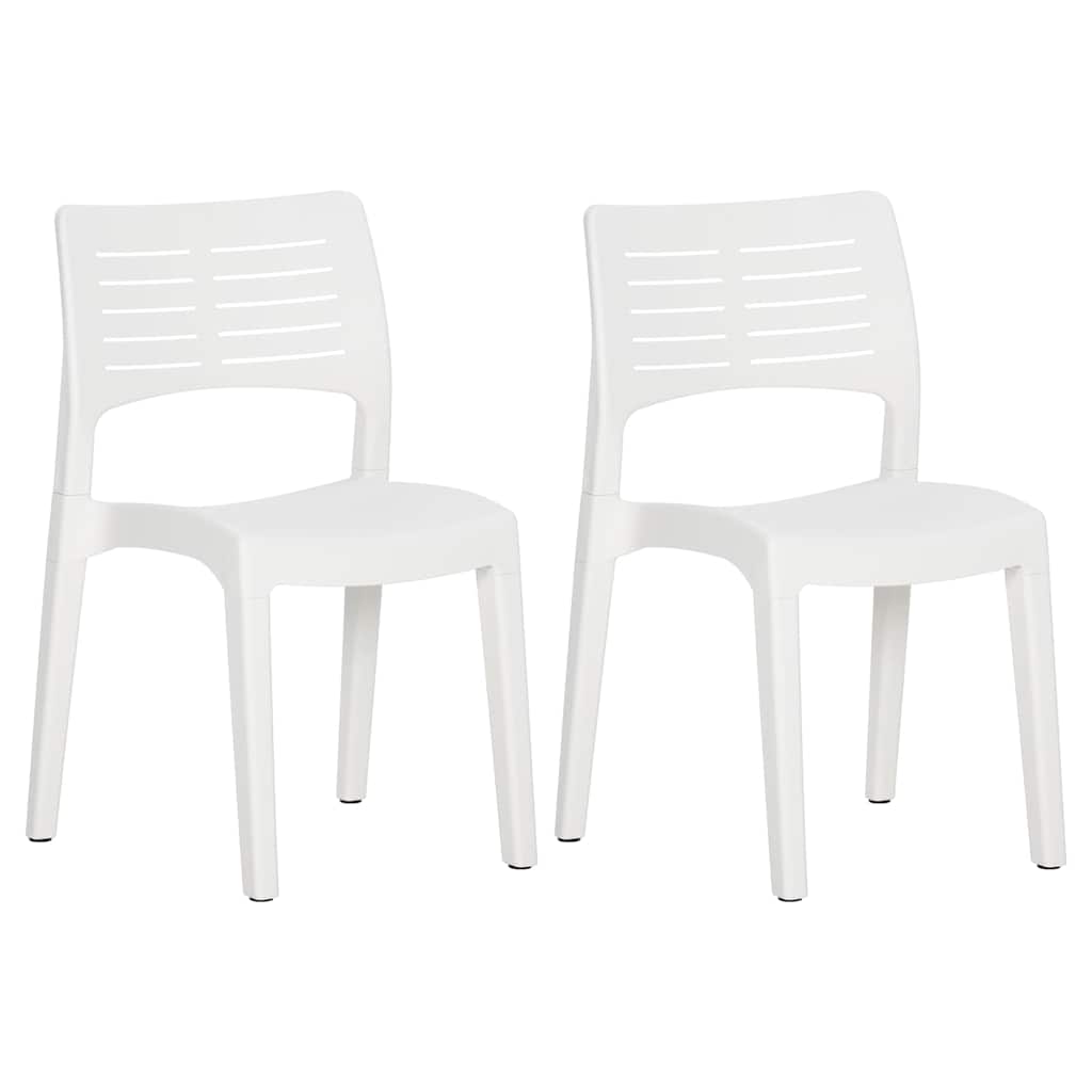 2x Krzesło Ogrodowe Plastikowe Białe na Taras i Balkon