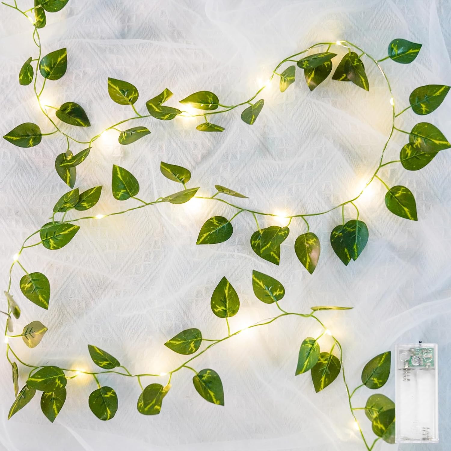 Zielone lampki solarne LED w kształcie bluszczu – idealne do sypialni, ogrodów, na imprezy i jako dekoracja ścian – 10 m, 100 diod LED