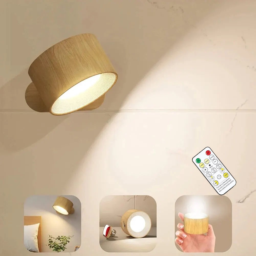 Lampy ścienne LED z 3 temperaturami barwowymi i pilotem, lampy ścienne, kula magnetyczna obracająca się o 360