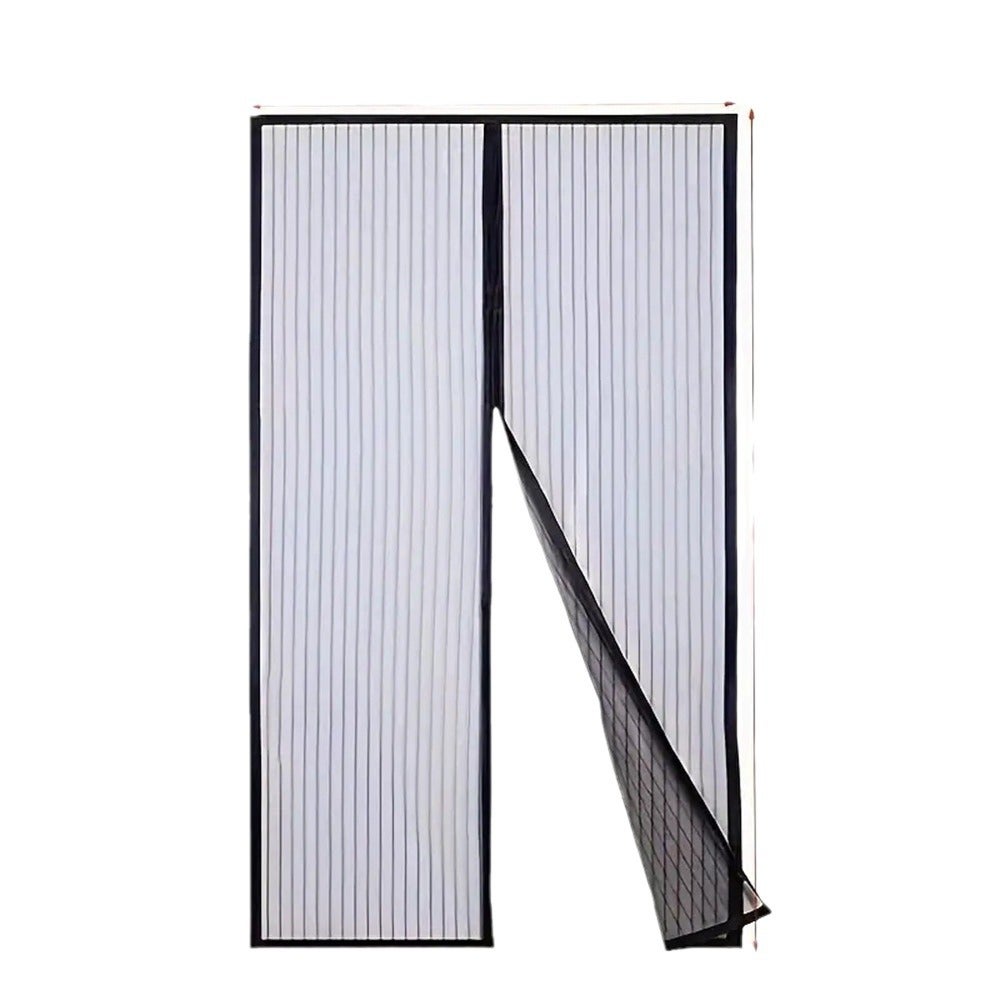 Moskitiera magnetyczna do drzwi i okien, 120x210 cm, czarna, chroniąca przed muchami i owadami, z funkcją automatycznego zamykania.