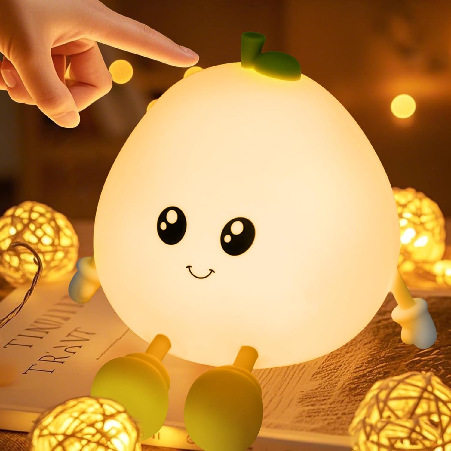 Akumulatorowa lampka nocna dla dzieci i niemowląt, lampka nocna LED z 3 regulowanymi poziomami intensywności, silikonowa lampka nocna z funkcją dotyku