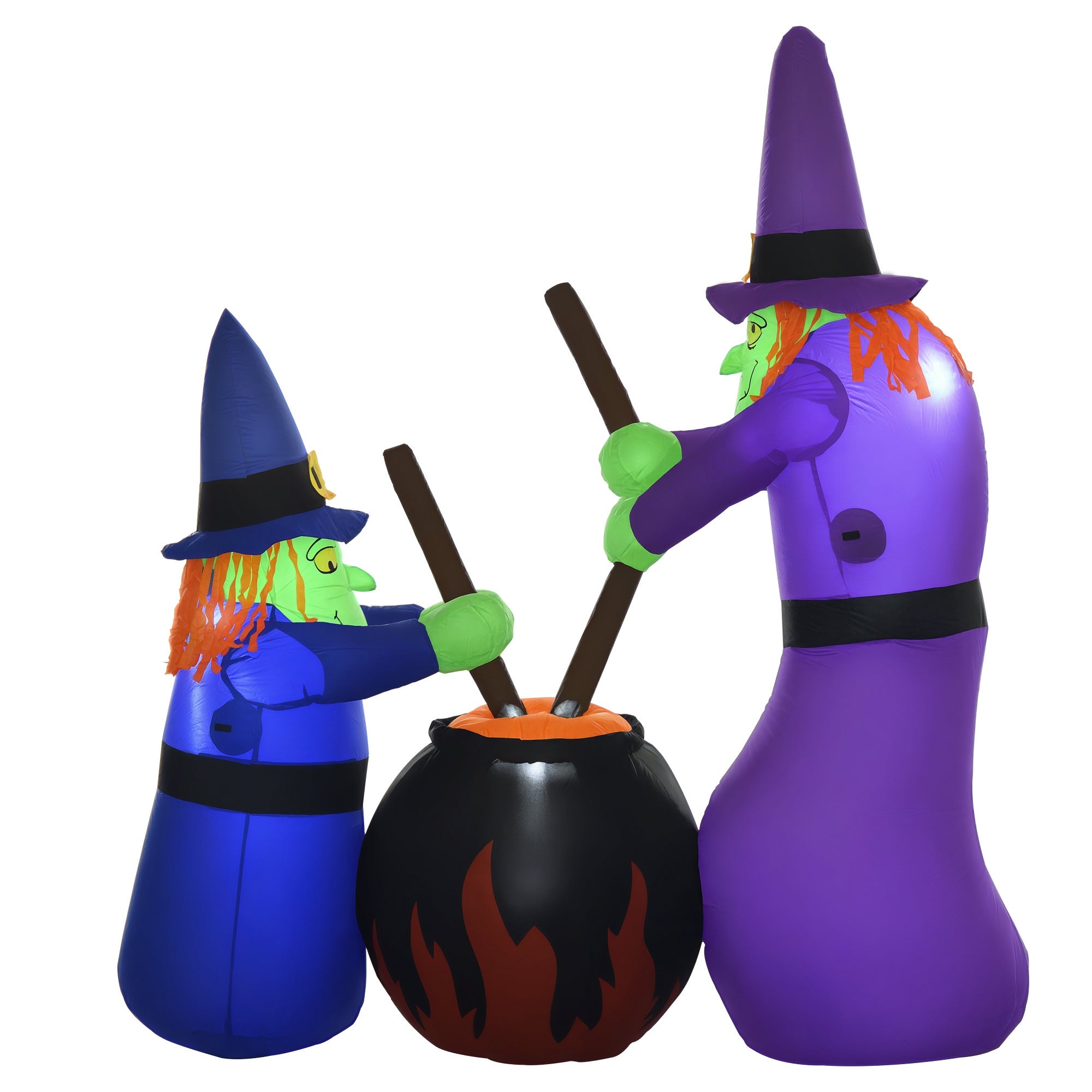 Dmuchany kociołek czarownicy, dekoracja na Halloween z oświetleniem LED, poliester, 170 x 60 x 180 cm