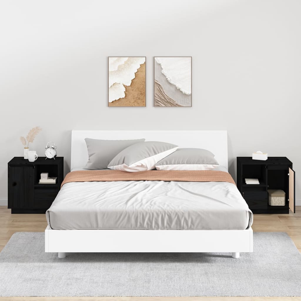 Szafki nocne, 2 szt., czarne, 50x34x50 cm, lite drewno sosnowe vidaXL