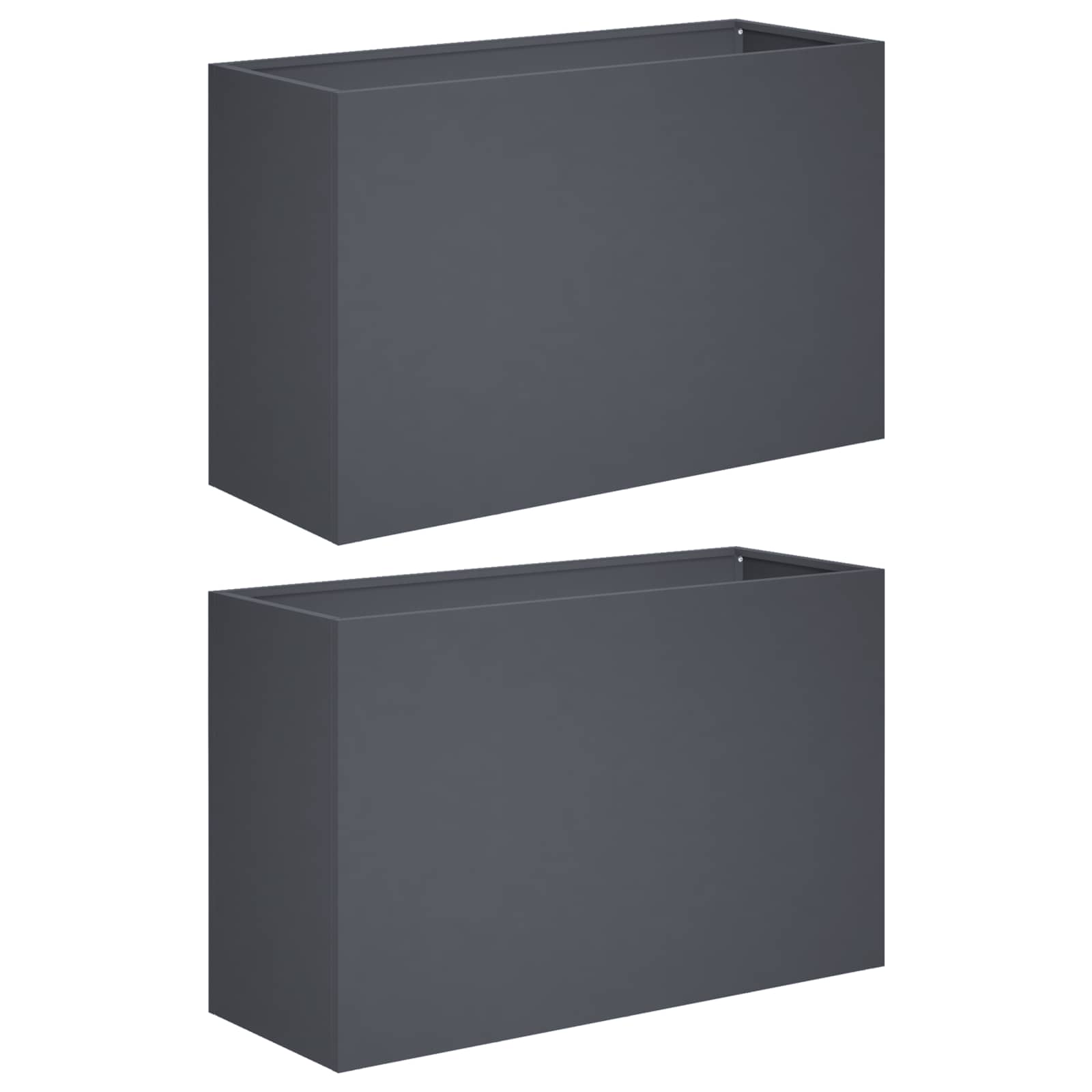 2x Donica Ogrodowa Stalowa 80x30x40 cm Antracytowa na Taras na Balkon