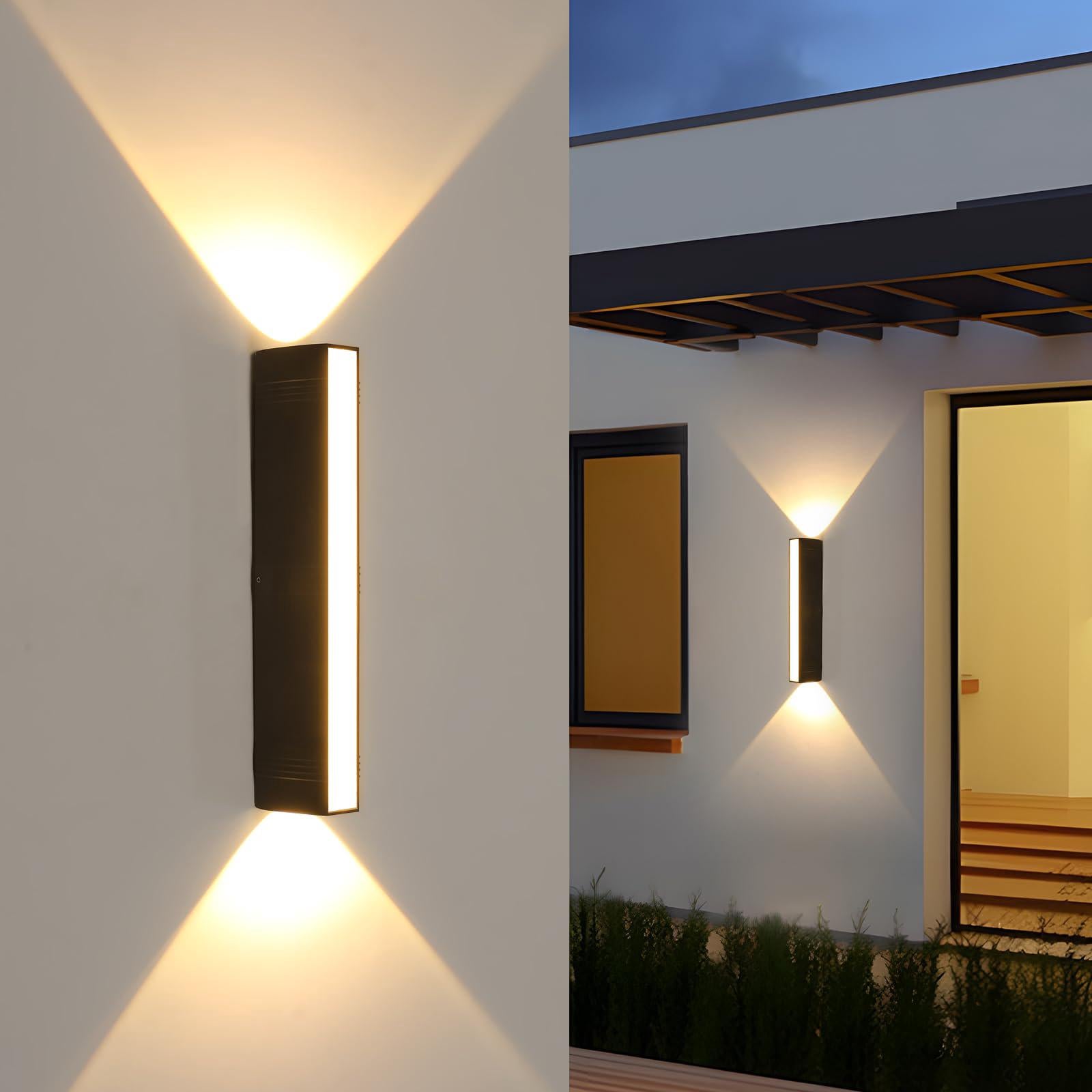Kinkiet LED do użytku wewnątrz i na zewnątrz, czarny, 24 W, 2137 lm, aluminiowy, zewnętrzny, IP65, wodoodporny, ciepła biel 3000 K, do korytarza, ogro