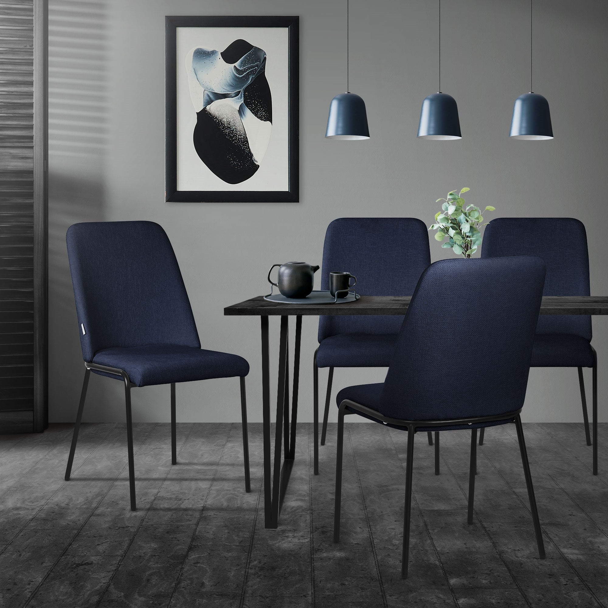 ML-Design krzesła do jadalni zestaw 6 ciemnoniebieskie tapicerowane fotele krzesła kuchenne ergonomiczne wygodne metalowe nogi styl nowoczesny