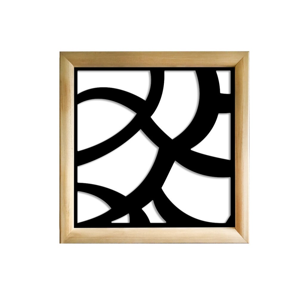 ROOTS - Kwadratowe moduły dekoracyjne z drewna i PVC - Rozmiar 98x98 cm - Grubość 64 mm - Kolor wewnętrzny CZARNY