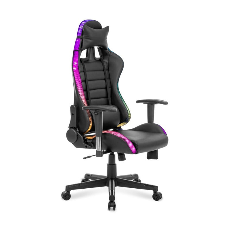 Fotel gamingowy ergonomiczny RGB z pilotem, funkcją multiblok i regulowanymi podłokietnikami, do 120 kg