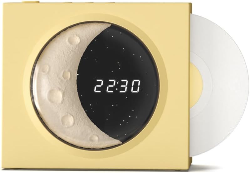 Księżycowy zegar z motywem rozgwieżdżonego nieba Bluetooth głośnik z kartą nostalgiczny głośnik stylu gramofonu winylowego odpowiedni użytku domowego