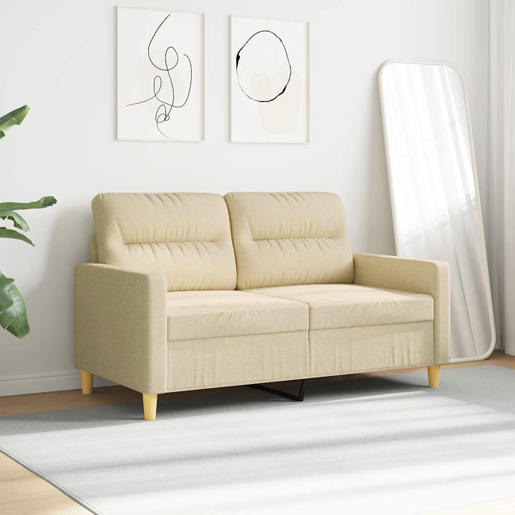 2-osobowa sofa, kremowa, 120 cm, tapicerowana tkaniną