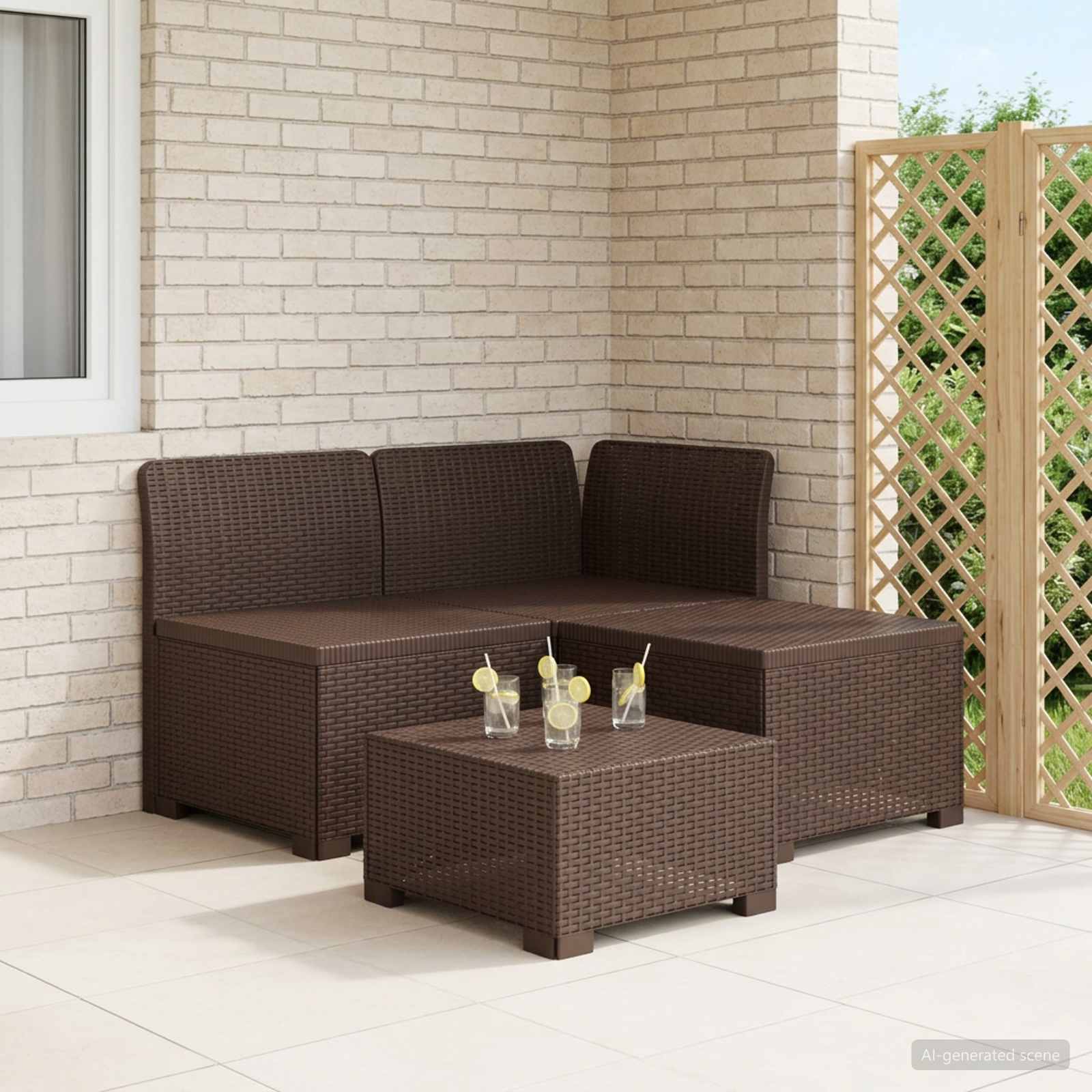 Sofa Ogrodowa 3-osobowa Rattanowa PP brązowy vidaXL