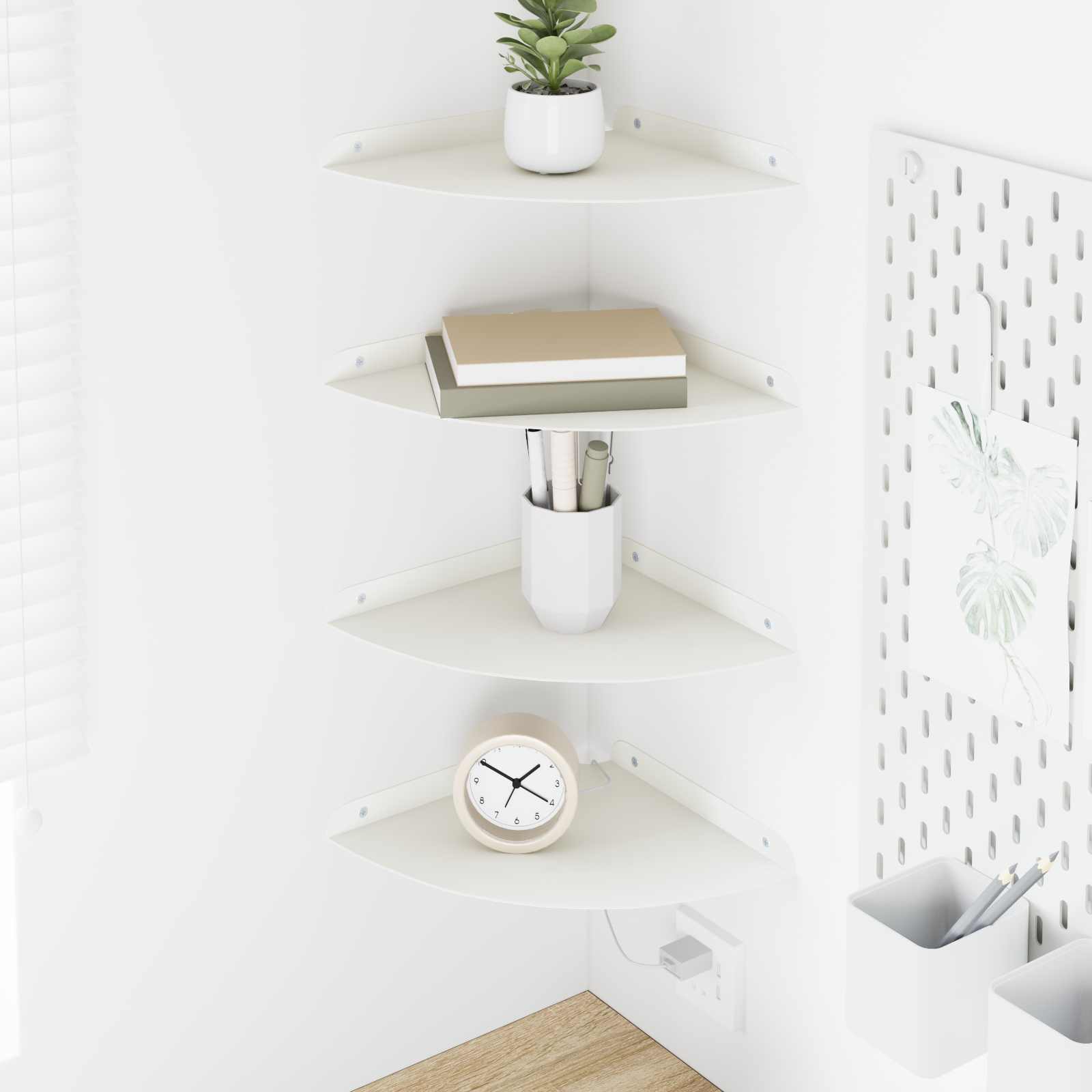 Półka wisząca z półką 4 pcs Biały 24 x 24 x 2 cm vidaXL