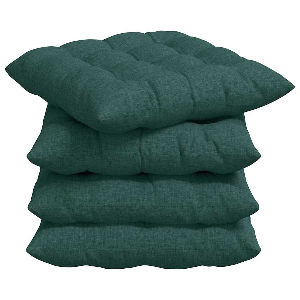 Poduszki na siedziska 4 pcs tkanina Ciemnozielony